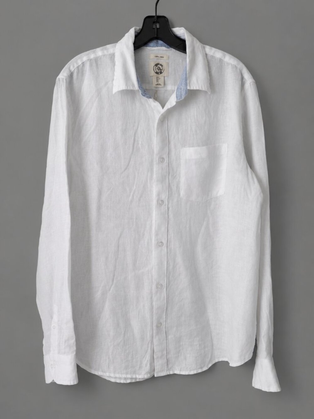 New Men's Panama Jack 100% Linen Size L Color White Long Sleeve Shirt